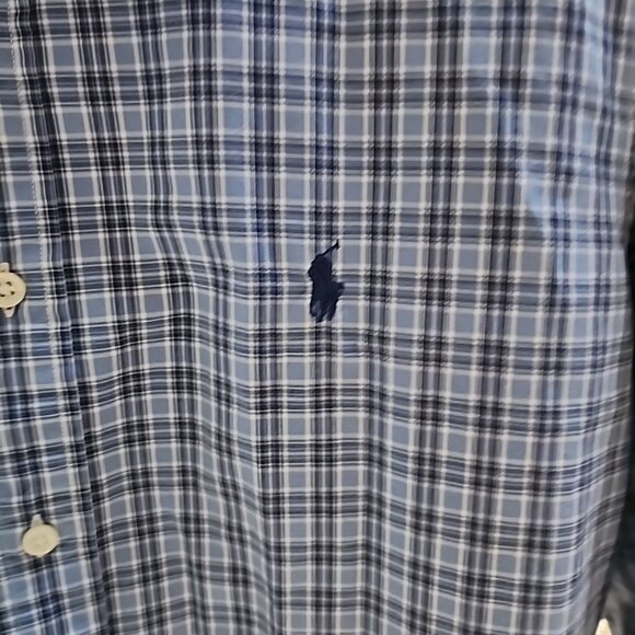 RALPH LAUREN Blue Collared Long Sleeve Plaid Button Down Shirt Men's 16.5x34 M - Picture 5 of 8